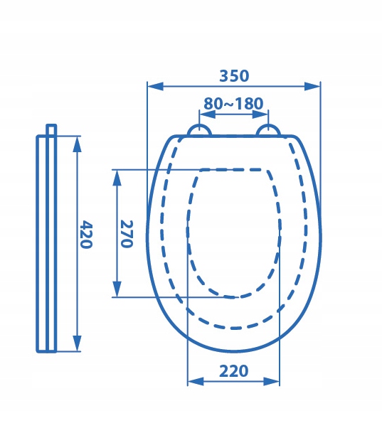 DESKA WC SEDESOWA WOLNOOPADAJĄCA TWARDY DUROPLAST UNIWERSALNA 35X42 ESTIVA