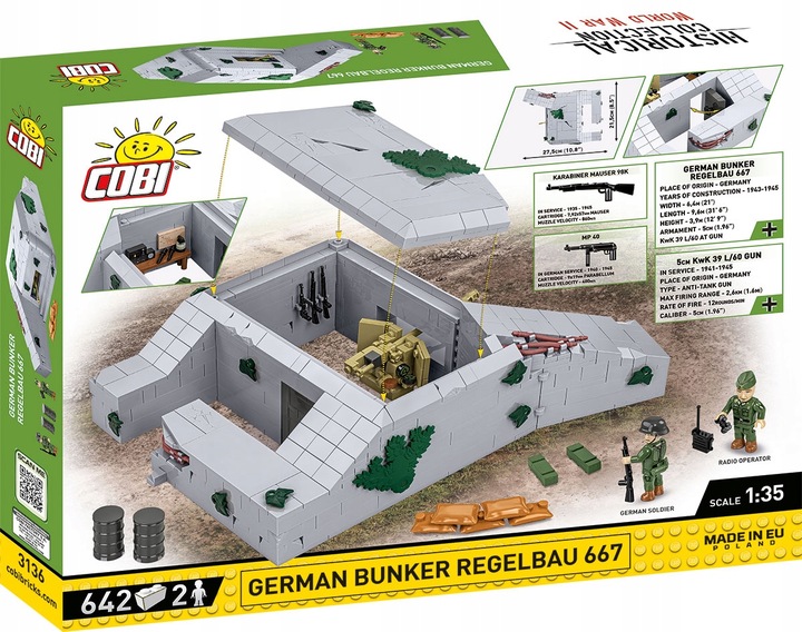 Klocki COBI 3136 German Bunker Regelbau 667 niemiecki schron bunkier