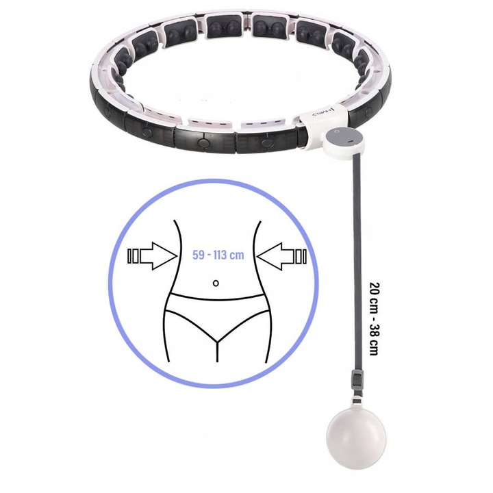 HHM16 HULA HOP WHITE Z MAGNESAMI I OBCIĄŻNIKIEM + LICZNIK HMS