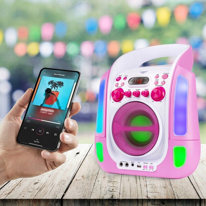 Zestaw KARAOKE głośnik bluetooth CD+G/2 mikrofony