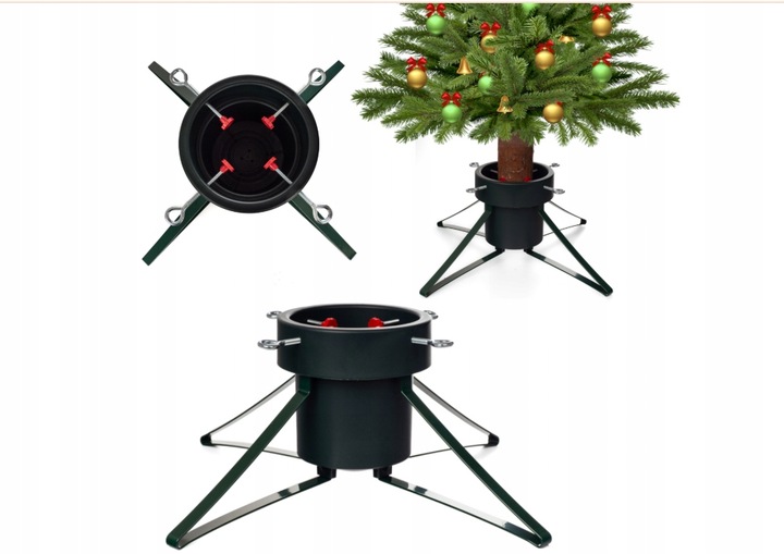 Stojak CHOINKOWY metalowy tworzywo pod na choinkę drzewko pojemnik
