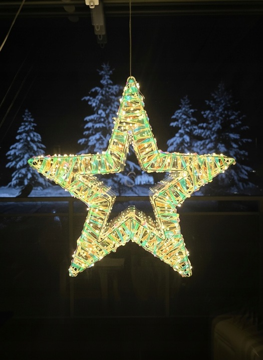 Ozdoba Do Okna Wisząca Gwiazda Świąteczna LED Świecąca z Obu Stron 8 trybów