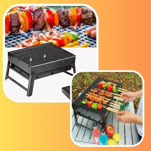 SKŁADANY PRZENOŚNY GRILL TURYSTYCZNY + LATARKA