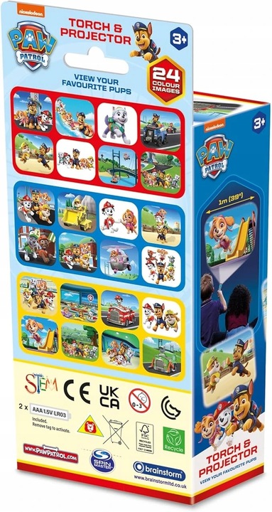 Latarka i projektor - Psi Patrol 190x85 mm Brainstorm