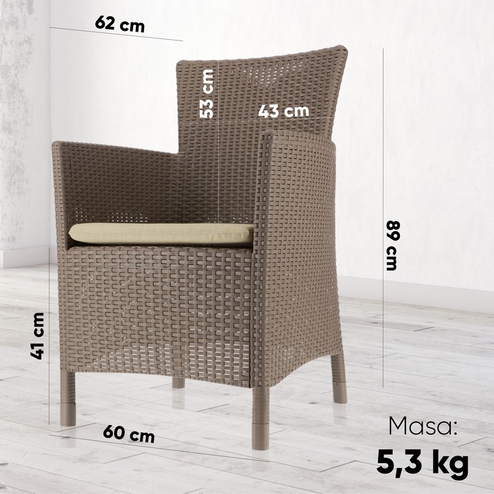 FOTEL OGRODOWY ALLIBERT KRZESŁO + PODUCHA BEŻOWY