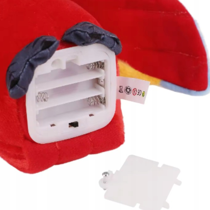 PAPUGA CZERWONA GADAJĄCA MÓWI POWTARZA MASKOTKA POWTARZAJĄCA