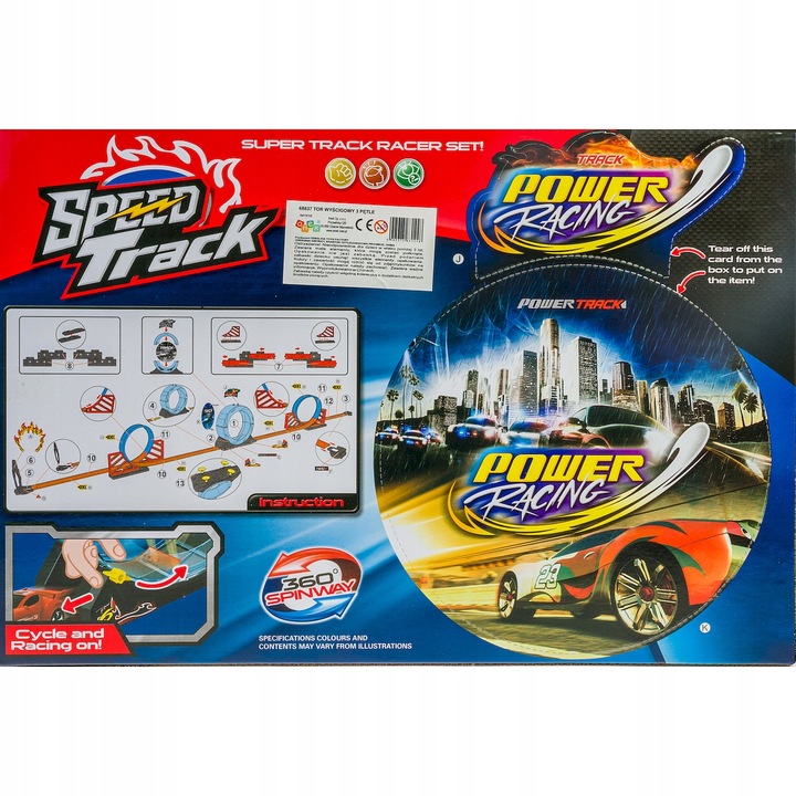 Tor wyścigowy 3 pętle dla samochodzików autka 269 cm 3+