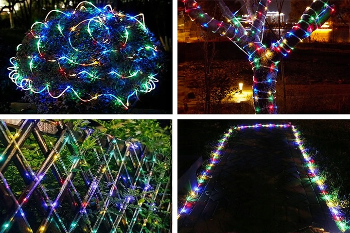 ZEWNĘTRZNY WĄŻ ŚWIETLNY LED ŚWIECĄCY ŁAŃCUCH RGB PROGRAMATOR 230V 60 metrów