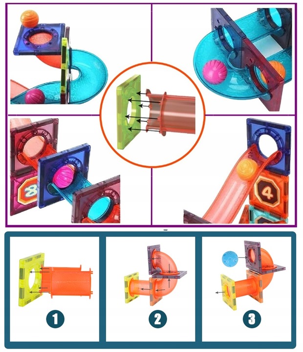 Klocki magnetyczne LABIRYNT TOR KULKOWY 96 el.