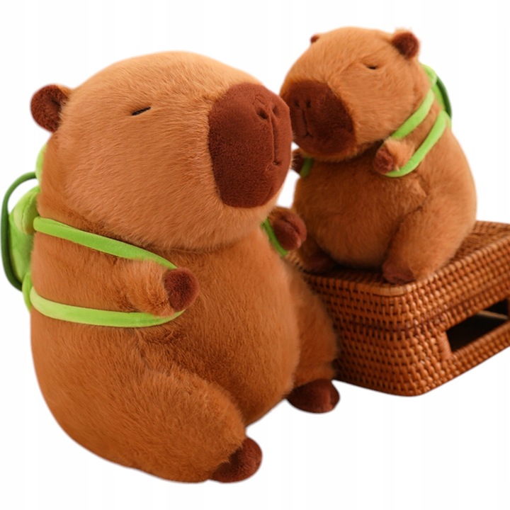 KAPIBARA PLUSZOWA MASKOTKA 50CM ZABAWKA Z PLECAKIEM ŻÓŁWIK MIĘKKA PLUSZAK