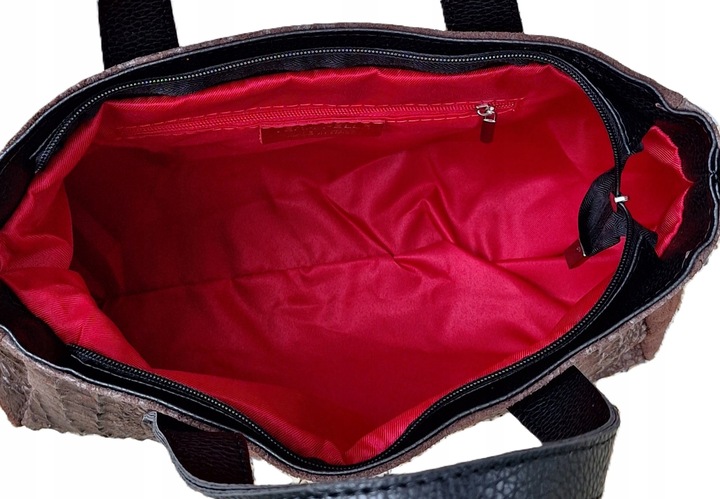 CZEKOLADOWA Zamszowa Torebka Włoska Kuferek SKÓRA NATURALNA Vera Pelle