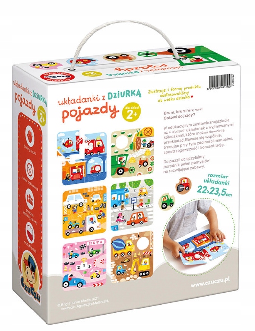 CZUCZU Puzzle Układanki z Dziurką POJAZDY 6 Układanek 36 Elementów 2+