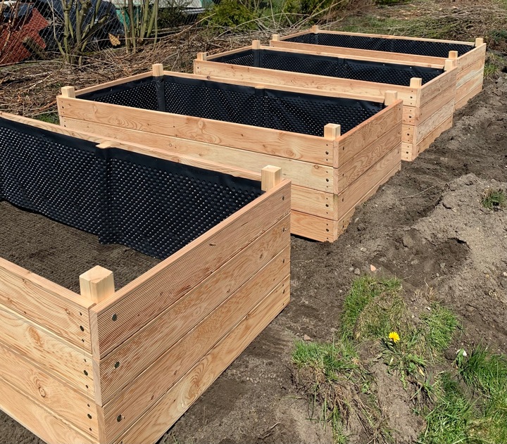 Grządka podwyższona GP12, 200x100x27, modrzew, śruby