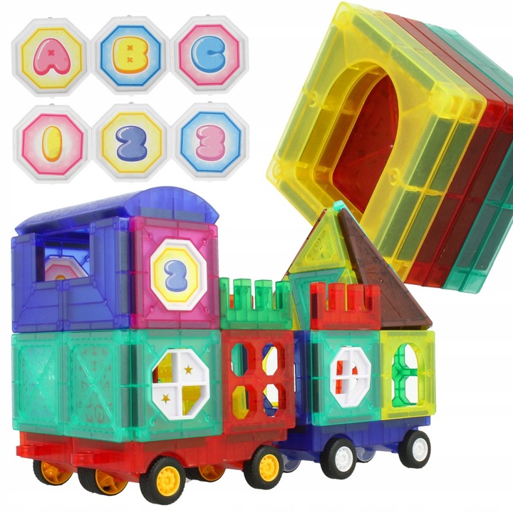 KLOCKI MAGNETYCZNE 3D Edukacyjne DUŻE PANELE Konstrukcyjne ZESTAW 72 el.