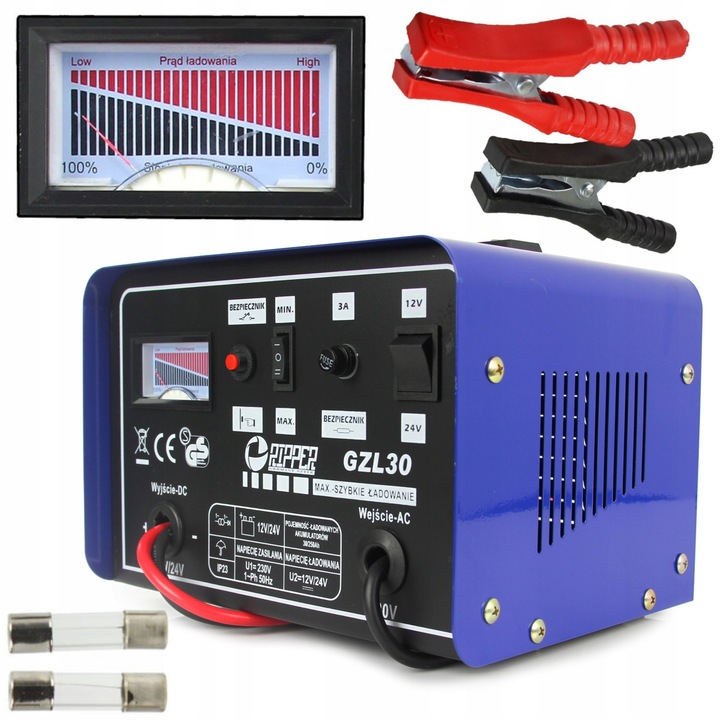 PROSTOWNIK Z FUNKCJĄ SZYBKIEGO ŁADOWANIA 30-250 Ah DO AKUMULUATORÓW AUTA