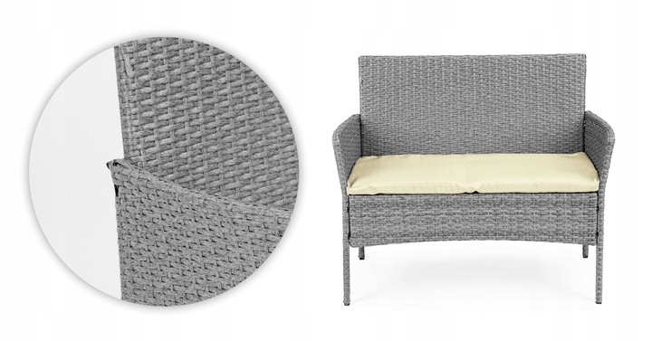 Komplet mebli ogrodowych z technorattanu ławka stolik krzesła szary MultiGa