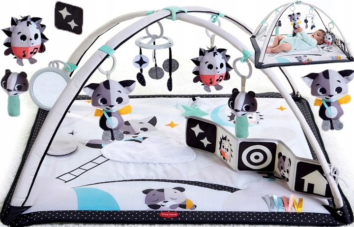 Mata edukacyjna z muzyką pałąk Magiczna Kraina czarno biała dla niemowląt