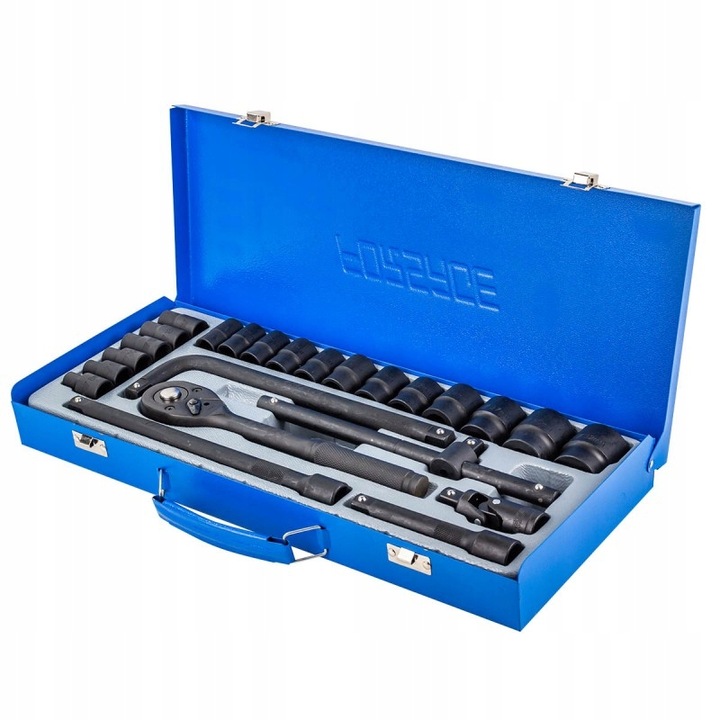 Klucze nasadowe nasadki grzechotka zestaw 1/2" 24el 8-32mm walizka metalowa