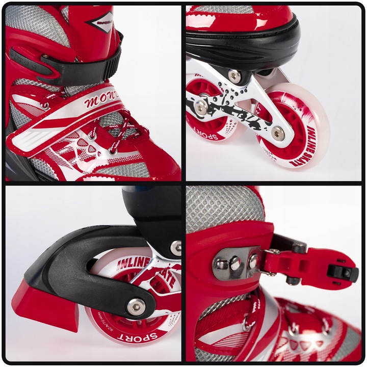 ROLKI REGULOWANE DLA DZIECI CHŁOPCA 38-41 CZARNO CZERWONE DZIECIĘCE