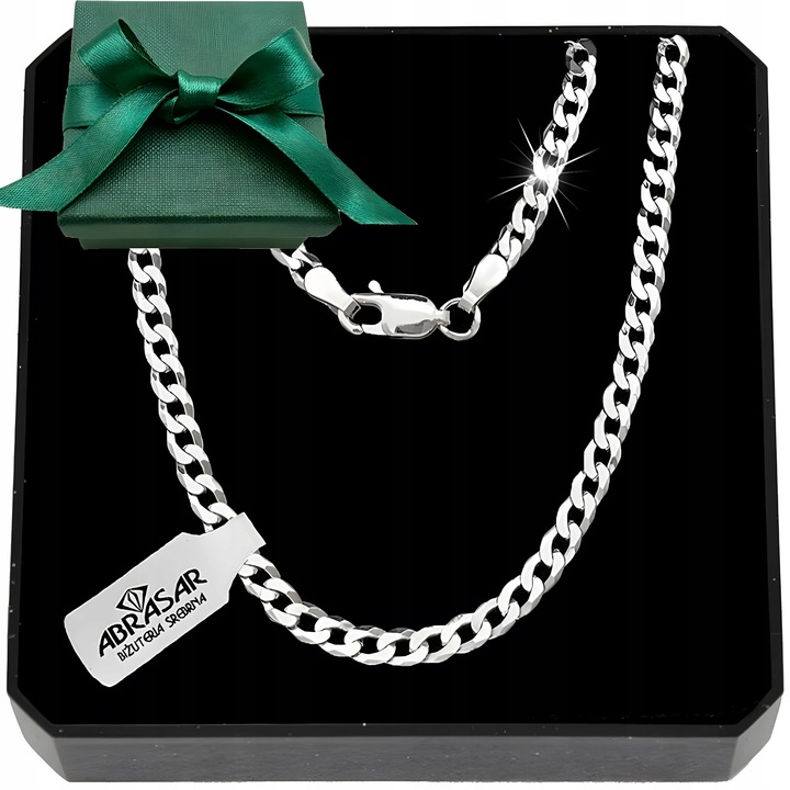 SREBRNY MĘSKI ŁAŃCUSZEK PANCERKA 035/55cm SREBRO 925 pełne DIAMENTOWANE