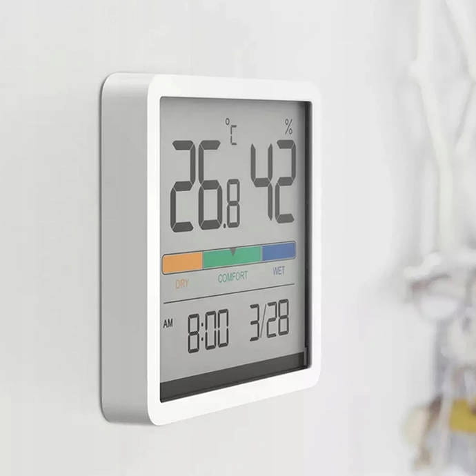 STACJA POGODY TERMOMETR HIGROMETR ZEGAR KALENDARZ MONITOR TEMPERATURY