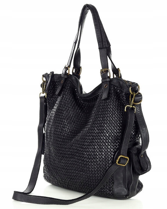 Skórzana torebka shopper z regulowanymi rączkami