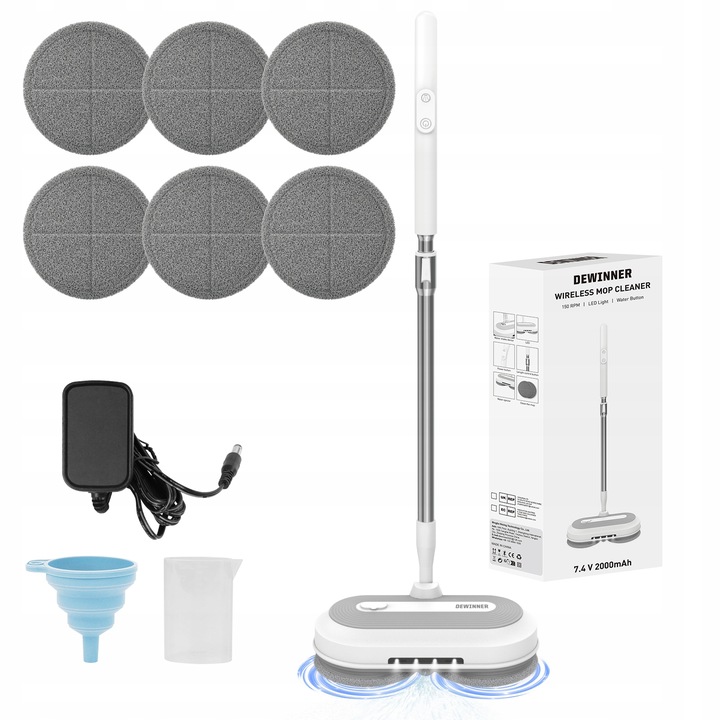 Akumulatorowy mop elektryczny 450ml Zestaw mopów obrotowych Myjka do okien