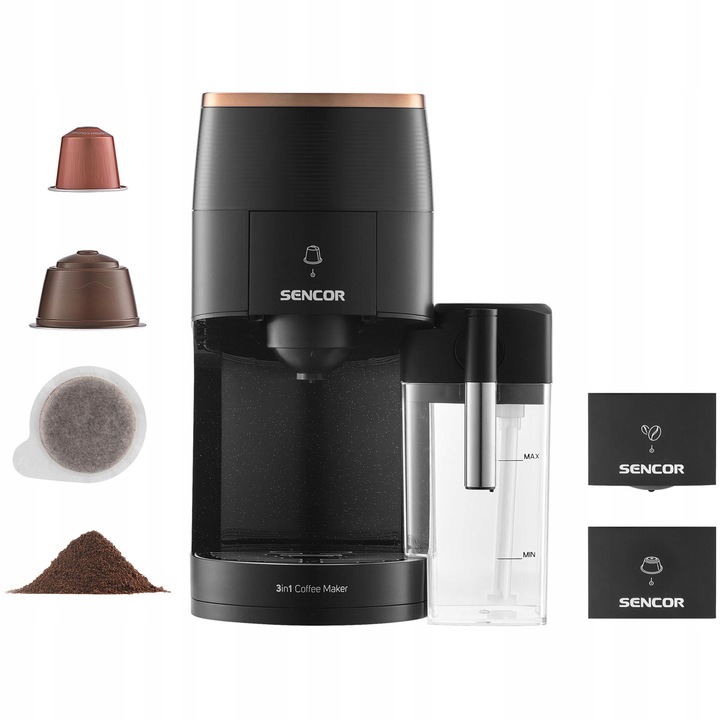 Ekspres do Kawy Kapsułkowy 3W1 Sencor SCC3000BK 1450W Nespresso Dolce Gusto