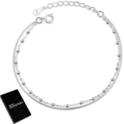 BRANSOLETKA SREBRNA DAMSKA, BRANSOLETKA CELEBRYTKA REGULOWANA KULKI NA RĘKĘ