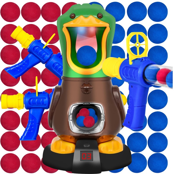 GŁODNA KACZKA STRZELANIE DO CELU DLA DZIECKA 2x PISTOLET 48 KULEK 2 KOLORY