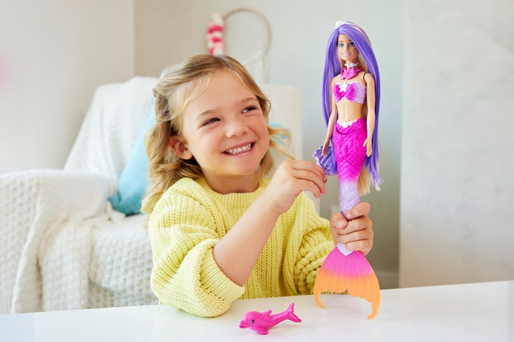 BARBIE ZESTAW LALKA SYRENKA ZMIANA KOLORU WŁOSÓW AKCESORIA COLOR CHANGE