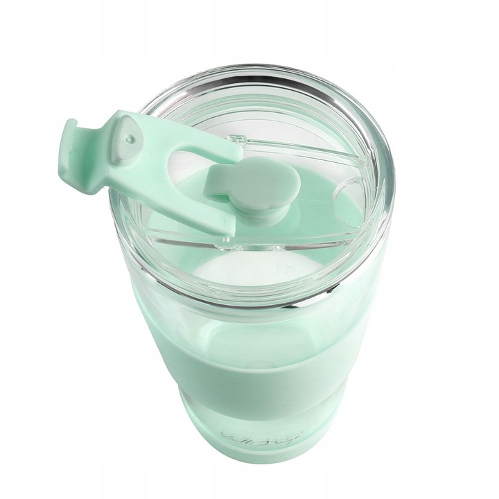 Szklany kubek do kawy ze słomką Vialli Design FUORI 600ml 30428 (miętowy)