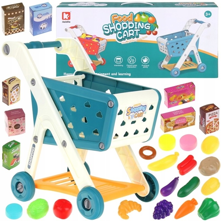 Wózek Sklepowy Na Zakupy Koszyk dla Dzieci Produkty Warzywa Owoce Akcesoria