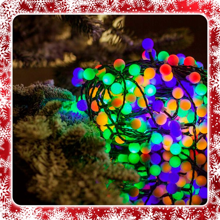 LAMPKI CHOINKOWE KULKI 200LED ZEWNĘTRZNE WEWNĘTRZNE MULTIKOLOR MAT BAJKOWE