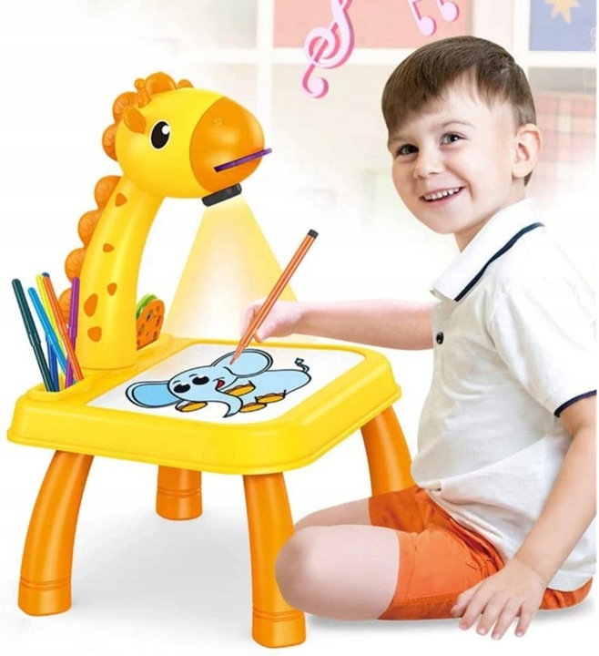 Projektor Rzutnik do Rysowania Slajdy Mazaki NÓŻKI ŻYRAFA MUZYKA DŹWIĘKI