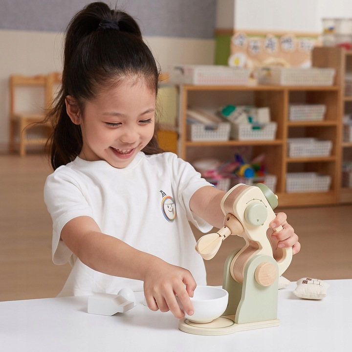 DREWNIANY MIKSER KUCHENNY ZIELONY BLENDER AKCESORIA ZESTAW VIGA POLARB