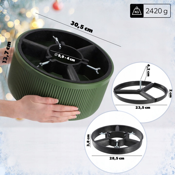 STOJAK POD CHOINKĘ CHOINKI POJEMNIK CHOINKOWY 5 L NA DRZEWKO 1,5 m ZIELONY