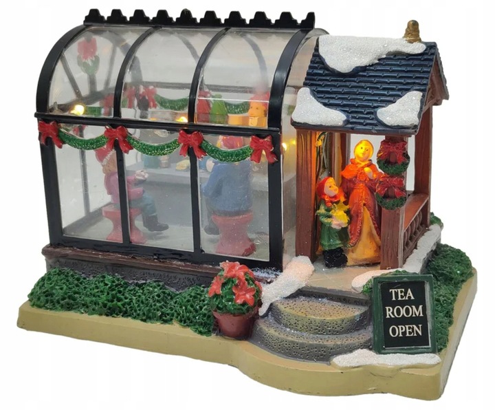 Zimowe miasteczko Ozdoba świąteczna zimowa wioska Herbaciarnia + LED