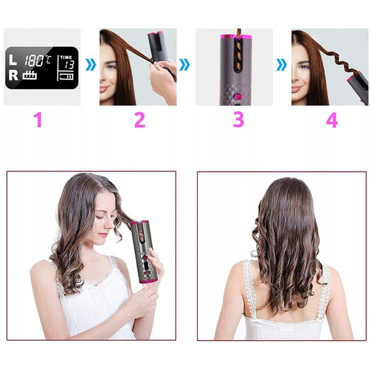 AUTOMATYCZNA LOKÓWKA DO WŁOSÓW Z POWŁOKĄ CERAMICZNĄ LCD