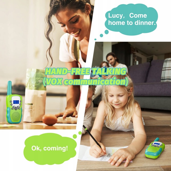 WALKIE TALKIE DLA DZIECI, ZABAWKA O DUŻYM ZASIĘGU, DLA 3-12 LAT 2SZT