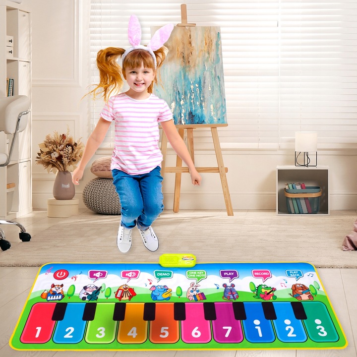 MATA MUZYCZNA DO TAŃCZENIA DLA DZIECI INTERAKTYWNA 130 cm PIANINKO NAGRYWA