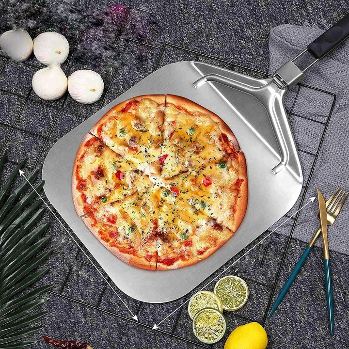 ŁOPATA DO PIZZY SKŁADANA SZUFLA TACA STAL NIERDZEWNA INOX PROFESJONALNA XXL