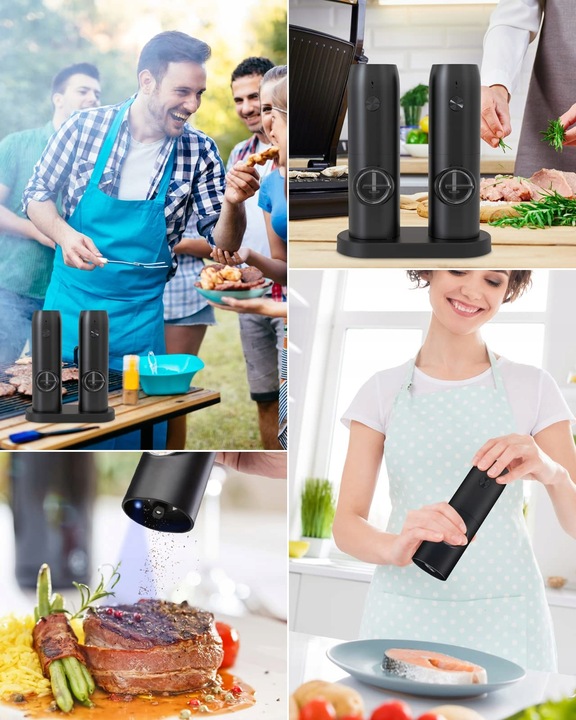 ELEKTRYCZNY MŁYNEK DO SOLI I PIEPRZU | 2w1 ZESTAW