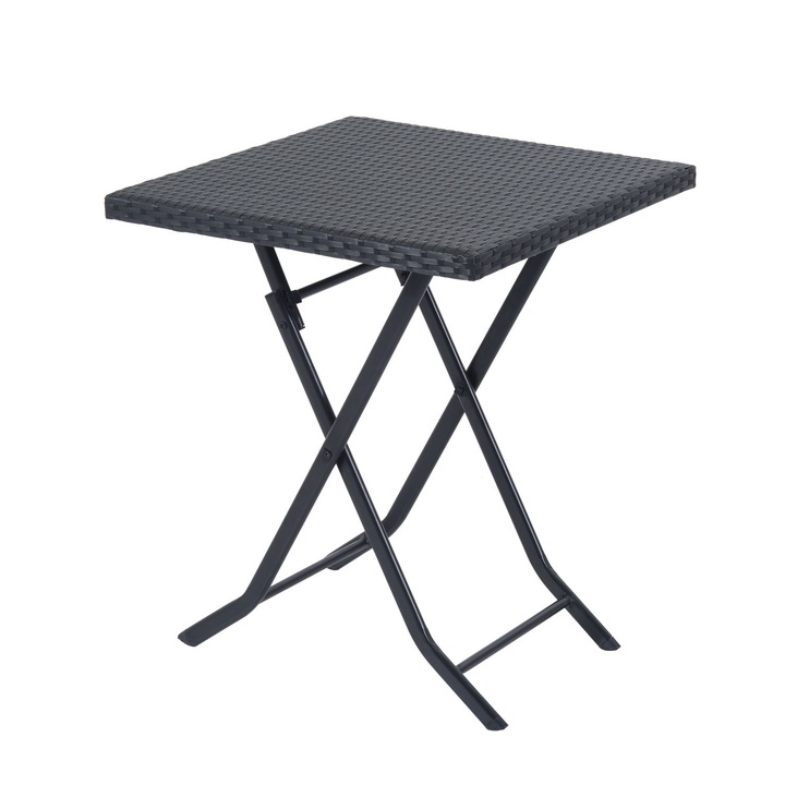 Meble ogrodowe rattan stół, krzesła komplet czarne