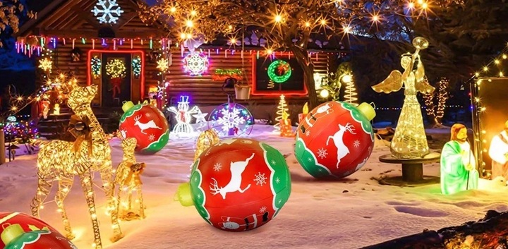 ŚWIECĄCA DMUCHANA BOMBKA do DOMU OGRODU 60cm 16xPROGRAM ŚWIĘTA PREZENT