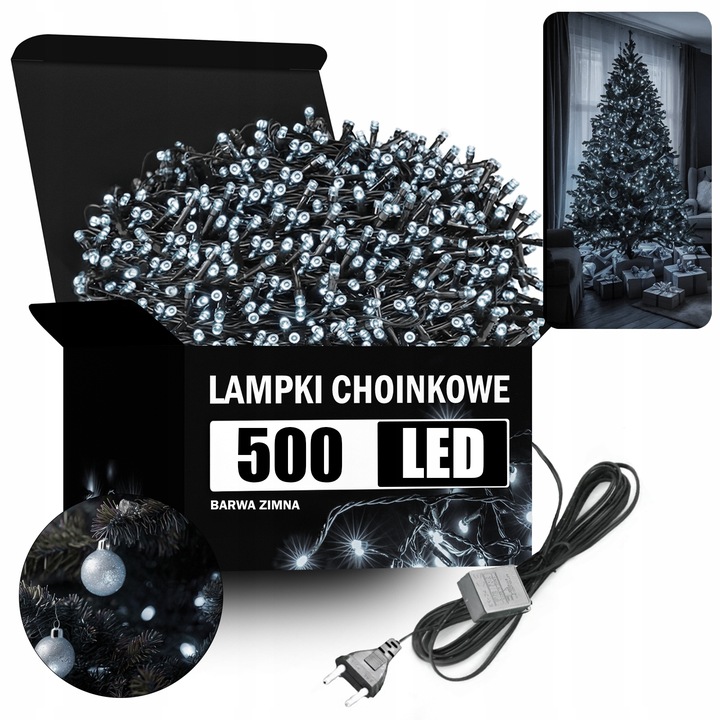 Lampki Świąteczne Światełka Choinkowe LED Zimne Zewnętrzne Flash 500 Sztuk