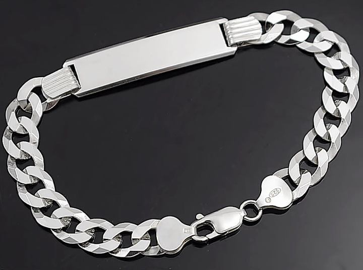 Bransoleta Srebrna Męska Pancerka Pełna z Blaszką pr 925 Grawer Gratis