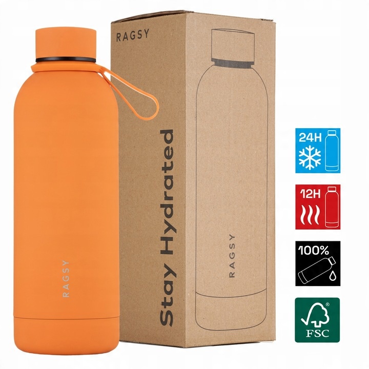 Butelka Termiczna Mojo 500 ml BPA FREE 12/24H - Orange/Pomarańczowa