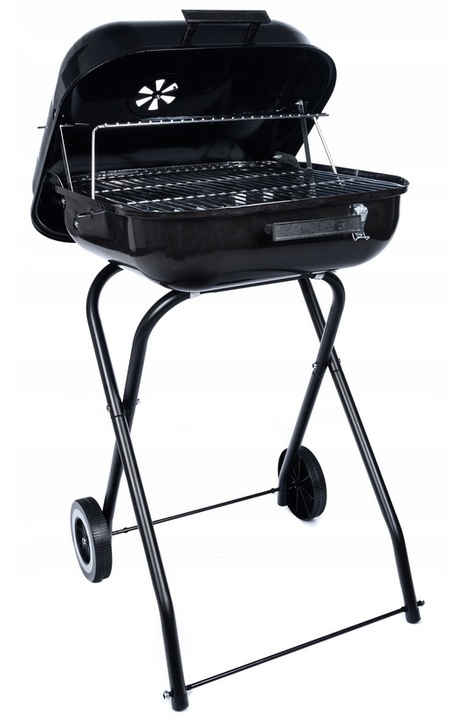 GRILL Węglowy na brykiet Ogrodowy PRZENOŚNY turystyczny WÓZEK POKRYWA