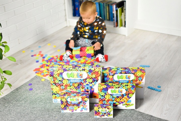 KLOCKI WAFLE KONSTRUKCYJNE MELI Basic 150 El MINI PUZZLE GOFRY EDUKACYJNE